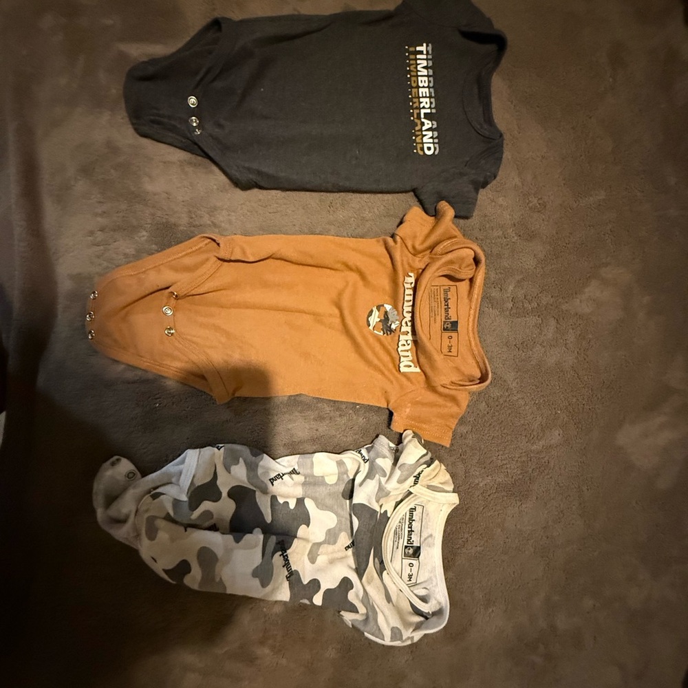 Timberland Baby Bodysuit Set - Black, Orange, Camouflage onesies and other brand